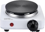 Compact and Portable Countertop Burner- Countertop Single Cast Iron Burner 1000 Watts Electric Hot Plate Temperature Controls White