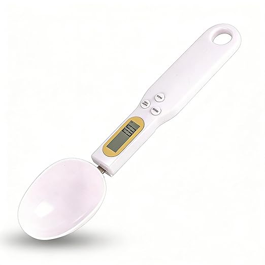 Food Measuring Spoon, Digital Kitchen Scale, high-Precision Small Scale, Handheld use, with Weight Removal Function (White)