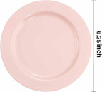bUCLA 100Pieces Pink Plastic Dessert Plates - 6.25 inch Pink Disposable Dessert/Appetizer/Small Cake Plates for Wedding, Party & Mother's Day