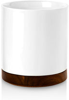 Nucookery 360° Rotating Utensil Holder, 7.2" Large Utensil Crock, White Ceramic Cooking Utensil Organizer with Countertop-Protection Cork Bottom for Farmhouse Kitchen Decor Christmas Gift (White)