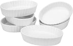 Foraineam Set of 8 Pieces Porcelain Ramekins, 6 Ounce Oval Creme Brulee Ramekin Dishes 6 x 4-1/4 x 1-1/4 Inch Baking Ramekins Set