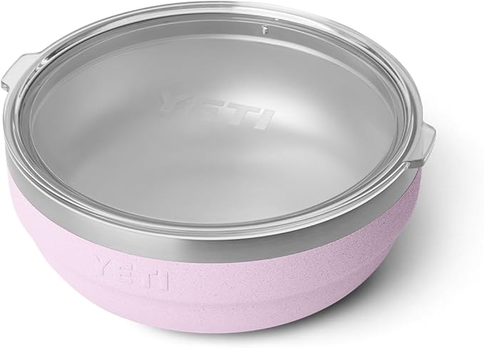 YETI Rambler Low Bowls, Vacuum Insulated, Stackable and Nestable Stainless Steel Bowl with Lid, 1.6 Quart, Cherry Blossom