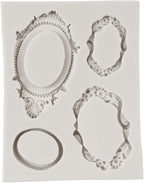 Photo Frame Fondant Molds Picture Frames Silicone Mold Vintage Frame Molds For Cake Decoration Cupcake Topper Chocolate Candy Polymer Clay Gum Paste Set of 5
