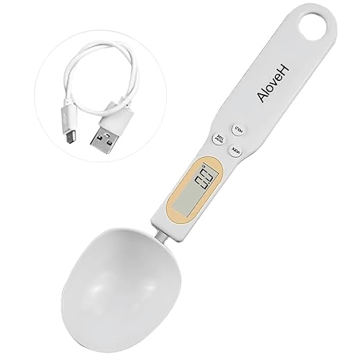 Digital Spoon Scale for Food, 500g/0.1g Precision, USB Rechargeable, LCD Display, Compact Kitchen Scale for Cooking & Baking