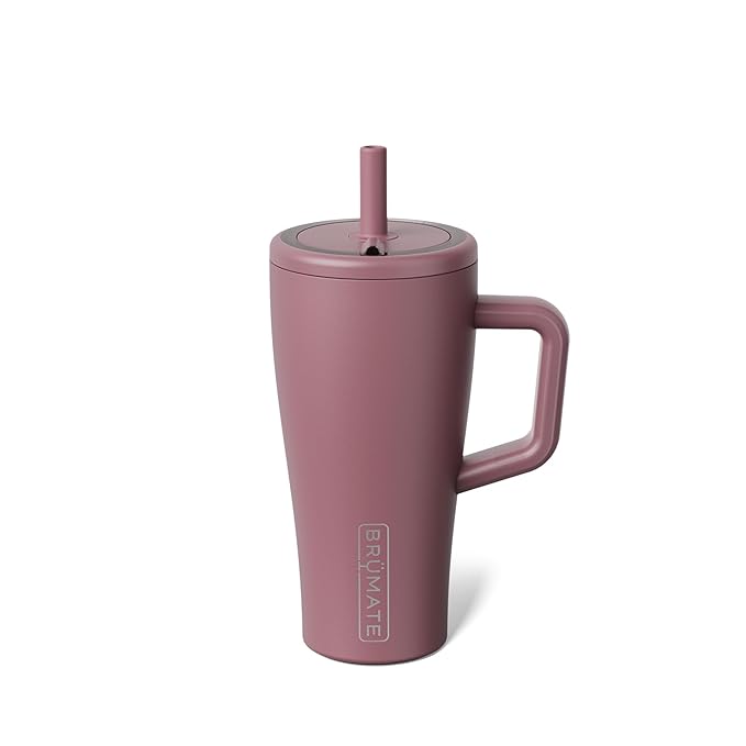 BrüMate Era 20 oz Tumbler with Handle and Straw | 100% Leakproof Insulated Tumbler with Lid and Straw | Made of Stainless Steel | Cup Holder Friendly Base | 20oz (Rose Taupe)