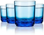 Drinique Unbreakable 12 Oz Drinking Glasses, Set of 4 - Tritan Plastic Shatterproof Tumbler Water Glasses, Drinking Cups, BPA-Free, Dishwasher Safe Alternative Glass Cups Set, 12 Ounces, Blue