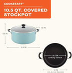 Farberware Cookware Nonstick Stockpot with Lid, 10.5 Quart, Aqua