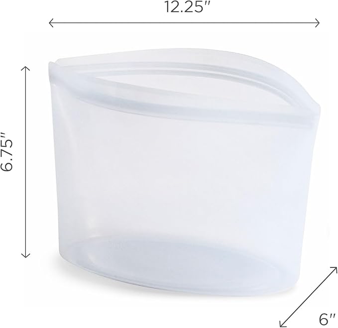Stasher Premium Silicone Reusable Food Storage Bag, Clear | Microwave, Sous Vide, Dishwasher, Oven and Freezer Safe | BPA Free, Leak-free, Eco-friendly, 8-Cup Bowl (Pack of 2)