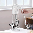 Ceramic Handles Cooking Tool Set steel Kitchen Utensils set of cookers Shovels Spoons Strainer(E)