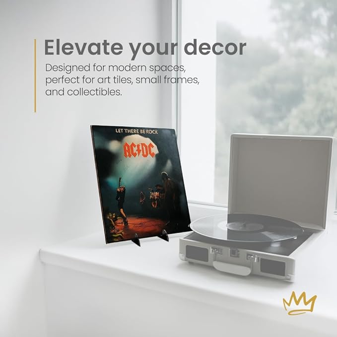 KINGDOM SOLUTIONS MADE IN USA 12-Pack Adjustable Acrylic Easels - Plate Stand - Sturdy Book Stand for Art, Pictures, Plates, Frames - Unique on the Market