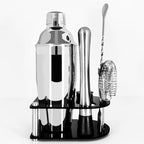 Cocktail Shaker Bartender Kit: 5 Piece Stainless Steel Bar Set, Cocktail Shaker Set with Stand, Drink Mixing Kit Includes Shaker,Strainer,Jigger, Bar Mixer Spoon, Muddler ﻿(750ml(25oz))