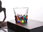 Colorful Drinking Glasses, Hand Painted Colored Water Glasses, Multicolor Water Glasse,Whiskey Wineglass Glasses,Tumbler Glasses (Ice cube)