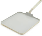 GreenPan x Bobby Flay 11” Nonstick Square Griddle Pan, PFAS-Free Diamond Ceramic Stay-Cool Silicone Handle, Easy Clean Dishwasher & Oven Safe Skillet, Cream