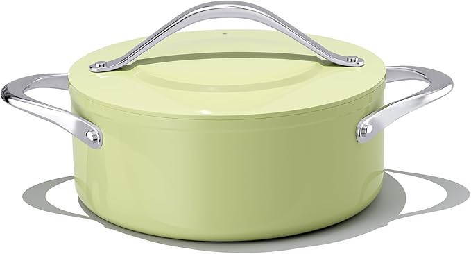 4.5qt Ceramic Dutch Oven Pot with Lid (9.5") Nonstick Ceramic Coated Low Stock Pot, PFAS-Free, Lightweight, Quick Heat Distribution, Non stick for Braising, Baking Bread & Soups, Compatible for All Cooktops(Induction/Gas/Electric) Oven Safe to 500°F, O...