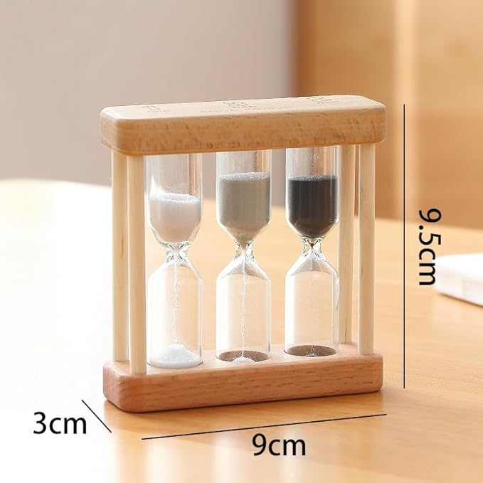 Khaki Creative 1/3/5 Minute Wooden Sand Glass Hourglass Timer Clock Home Decor Kitchen Tools Gift for Simple Style Thermometers and Timers, Brown