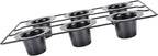 Focket Popover Pans, Non Stick Carbon Steel Pudding Pans, 6 Cup Popover Pan with Deep Tapered Cups and Wire Rack for Popovers Muffins Pudding