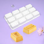 mostsom Silicone Molds Mousse Mold 12 Cavity 3D Rectangle Shape Chocolate Truffle Mousse Cake Dessert Mold DIY Baking Moulds (F Small Rectangle)