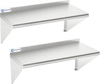 2 Pack Stainless Steel Shelf 12"x24" 260LB, Commercial Wall Mounted Metal Shelving for Home Kitchen, Restaurant