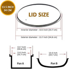 Glass Lids for Pots and Pans, 8, 11, 12, 12.6 Inch Pan Covers for Cookware, Tempered Glass Lid for Replacement, Dishwasher Safe & Microwave Oven Safe (13.5 Inch)