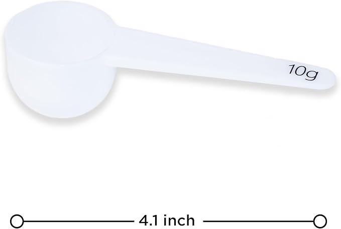 Measure spoons | measuring spoons set of 6 | exact dosing 3 gram scoop, 5 gram scoop, 7,5g, 10g, 15g, 30g | kitchen measuring set for powder and liquids | plastic medicine spoon and cups