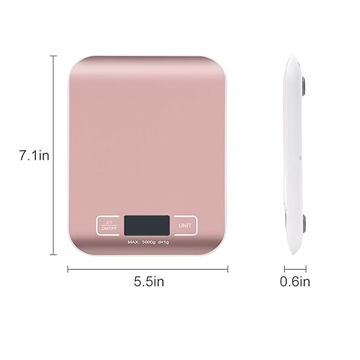 Digital Shipping Scale,Stainless Steel Panel, Accurate Portable Postal Scale for Packages, Small Business,Kitchen, Food, Handmade, Liquids, and Boutique (Rose Gold Battery(5kg/1g))