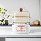 Steamer Pot 8 Modes Fast Heating with Boil Dry Protection Egg Cooker for Hard Boiled Beige