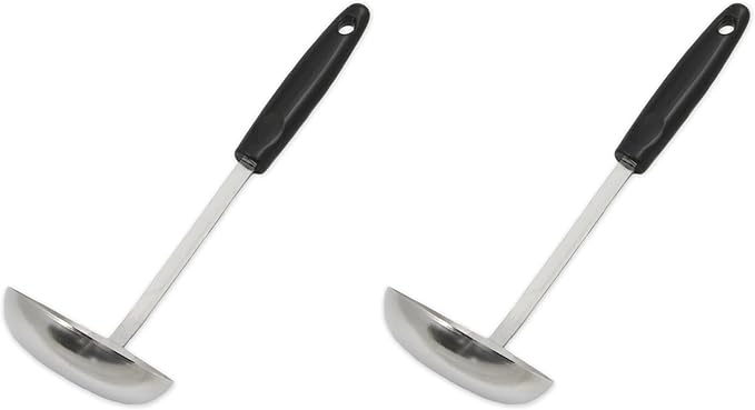 Chef Craft Select Cooking Ladle, 11.5 inch, Stainless Steel/Black (Pack of 2)