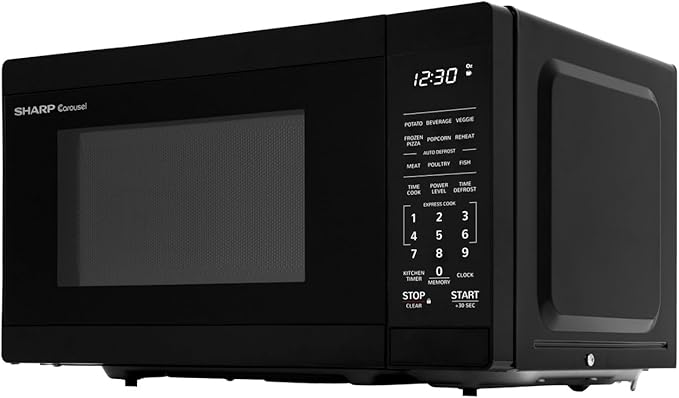 SHARP Compact Countertop Microwave Oven with Removable 10" Carousel Turntable, 700 Watt, 0.7 Cubic Feet, Black