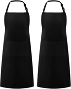 Syntus Apron for Men Women, Adjustable Cooking Kitchen Chef Aprons with 2 Pockets, Cotton/Polycotton/Polyester