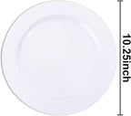 bUCLA 30PCS White Plastic Dinner Plates Disposable - Premium 10.25inch White Weddings and Party Dinner Plates