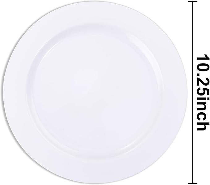 bUCLA 30PCS White Plastic Dinner Plates Disposable - Premium 10.25inch White Weddings and Party Dinner Plates