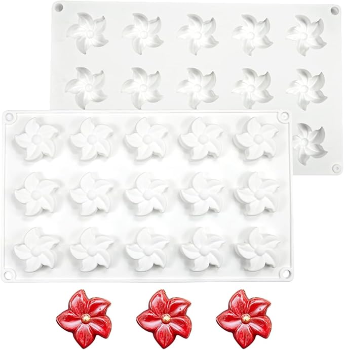 Chocolate Silicone Molds Flower Cake Baking Silicone Mold, Baking Moulds for Making Hot Chocolate, Jelly, Ice Cubes, Pudding, Mousse (E_ Flower)