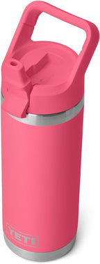 YETI Rambler 18 oz Bottle, Vacuum Insulated, Stainless Steel with Color Matching Straw Cap, Tropical Pink