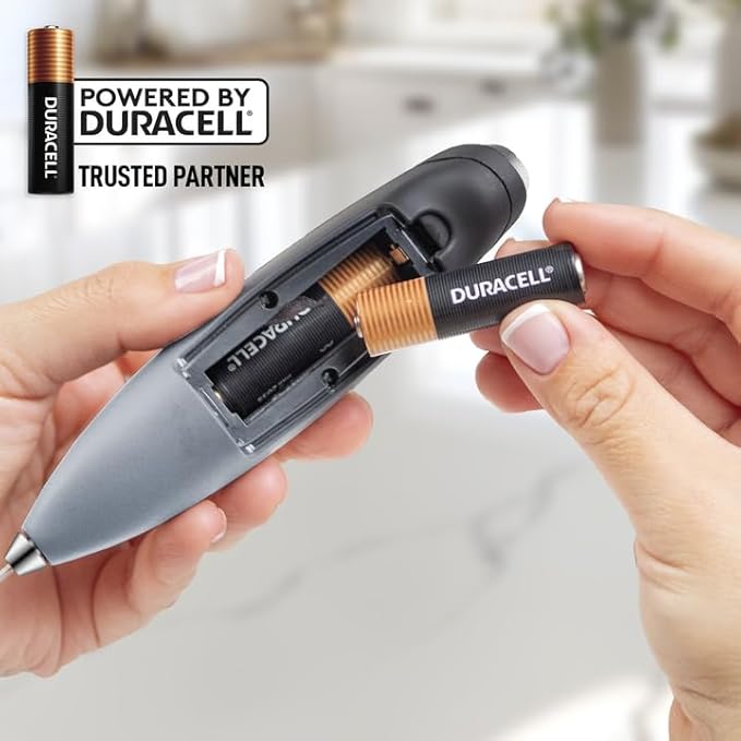 Zulay Kitchen Powerful Milk Frother Wand With 4 AA Duracell Batteries - Ultra Fast Handheld Drink Mixer - Electric Whisk Foam Maker for Coffee, Lattes, Cappuccino, Matcha & Creamer - Storm Blend