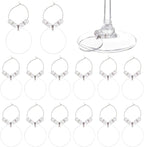 BENECREAT 20pcs Acrylic Blank Wine Glass Charms, Heart/Flat Round Charms for Birthday Holiday Wedding Party