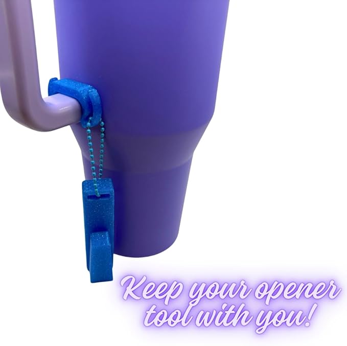 Hydro Style Tumbler Opening Tool, Plastic Lid Removal Tool with Chain and Handle Clip (Magenta Shimmer)