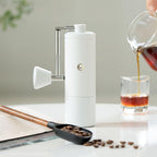 TIMEMORE C5 Pro Manual Coffee Grinder with S2C-042 Conical Burr, 0.031mm Precision Adjustment, Expanded Bean Container, All-Metal Portable Hand Coffee Mill for Espresso/French Press/Pour Over - White