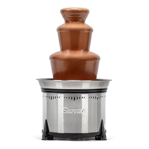 Sephra "Classic" Home Chocolate Fountain. 18", 4 Pin, Fixed Bowl Model. Up to 6lb Chocolate, great for up to 50 guests. Stainless Steel Heated Basin, not recommended for commercial use.