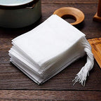 100 Pcs Disposable Tea Bags for Loose Leaf Tea, Biodegradable Tea Filter Bags with Drawstring, Corn Fiber Empty Tea Bags for Loose Leaf Tea (3.54 x 2.75 inch)
