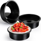 6 Inch Round Cake Pan Set of 3, Nonstick Coating Baking Round Cake Pans with Remvable Bottom for Birthday Layered Cakes,Party, Circle Cake Tins With Wider Grips for Oven Air Fryer, Black