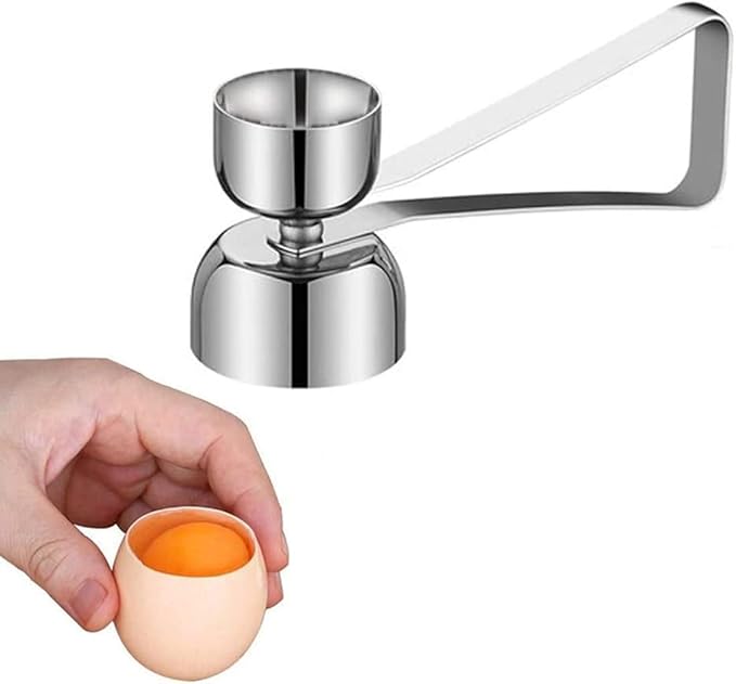 Silver Egg Shell Opener Egg Topper Cutter, Stainless Steel Egg Cracker Separator for Raw, Soft or Hard Boiled Egg Separators Specialty Tools and Gadgets
