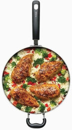 T-Fal Specialty Nonstick Saute Pan with Glass Lid 5 Quart, Oven Broiler Safe 350F, Cookware, Deep Frying Pan with Handle, Skillet, Kitchen, Pots and Pans, Dishwasher Safe, Black