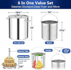 ARC 52QT Seafood Boiling Kit, 200,000BTU Propane Burner And Stainless Steel Crawfish Boil Pot w/Basket and Steamer Rack, For Outdoors Cooking and Steaming, Large Turkey Fryer, Lobster Shrimp Pot