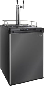 Kegco K309X-2 Keg Dispenser, 2 Faucet, Black Stainless Steel
