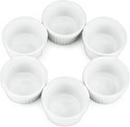 Mini Ramekins 1 oz. 30 ml|Microwave & Oven Safe, Porcelain Souffle Dish, Dipping Sauce, & Small Dessert Cups| 6 Count