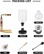 Japanese Siphon Coffee Maker, Glass Vacuum Siphon Coffee Pot 5-Cup (600ml) with Alcohol Burner, Adjustable Buffer Clamp, Stainless Steel Bracket Base for Coffee Aficionados