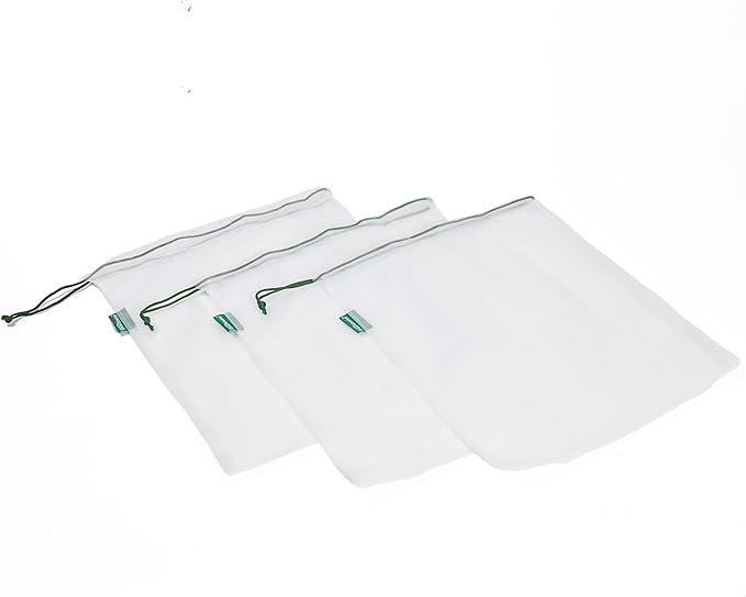 Earthwise Reusable Mesh Produce Bags - Washable Set of 9 Premium Bags, TRANSPARENT Lightweight, Strong SEE-THROUGH Mesh for shopping, transporting and storing fruits and veggies.