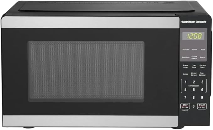 Hamiilton_Beach 0.9 Cu ft Countertop Microwave Oven, 900 Watts, Stainless Steel, New