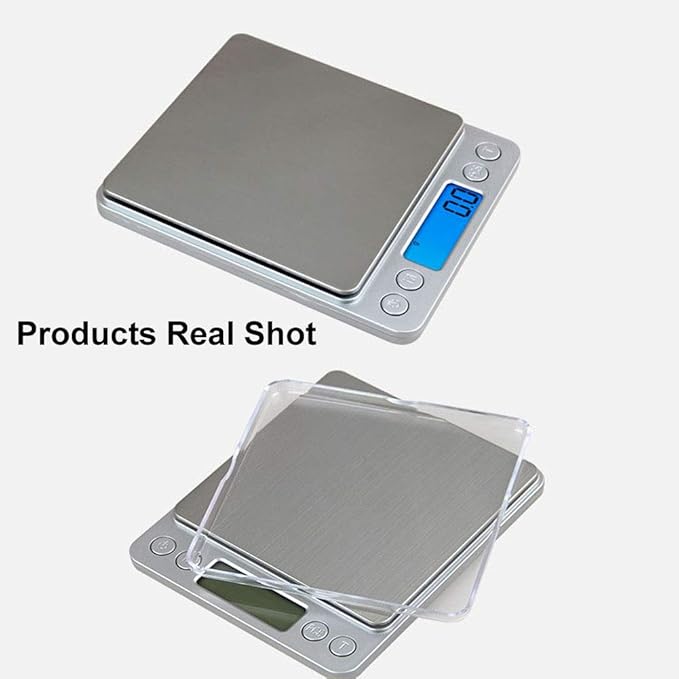 Digital Kitchen Scale,High Precision Stainless Steel Multifunction Food Scale Grams and Ounces Back-Lit LCD Display Small Pocket Jewelry Scales Auto Off,Tare,PCS,UNTS/Mode (500g/0.01g)
