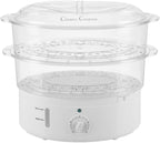 Classic Cuisine Food Steamer and Rice Cooker in one, Two-Tier Food Steamer for Healthy Meals anytime, cooks Vegetables, Fish, Dumplings, Eggs and more, 6.3 QT, Clear